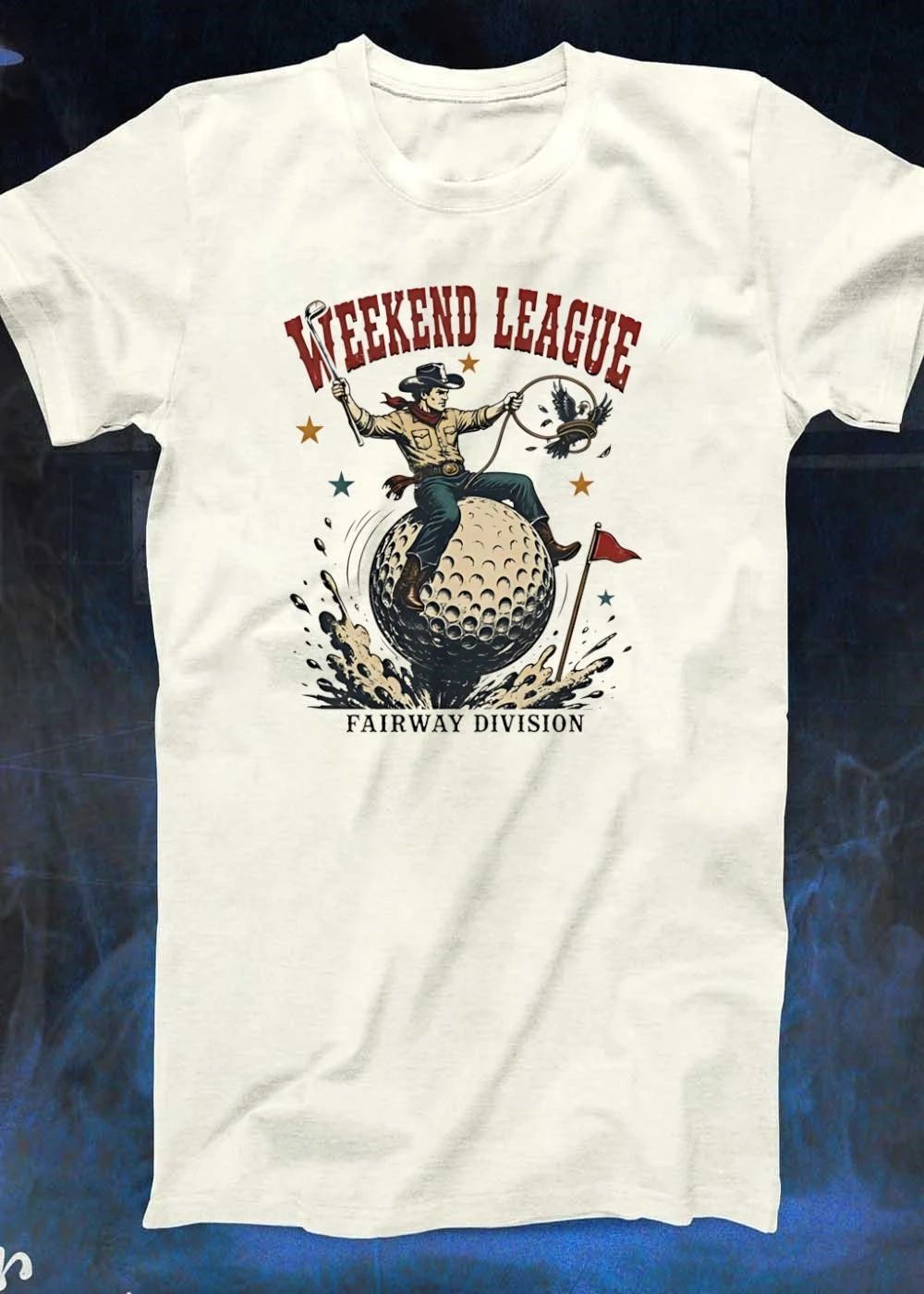Fairway Division Cowboy Lassoing Bird On Golf Ball Weekend League Shirt
