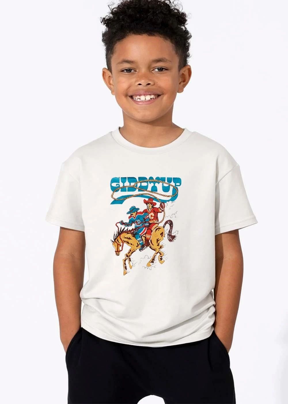 Awesome Calgary Flames Edmonton Oilers NHL Giddyup Cartoon Hockey Players Riding Bucking Horse Lasso shirt