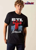 Gtl Forever Flexing Muscular Man Beach Ocean Stars Halftone shirt