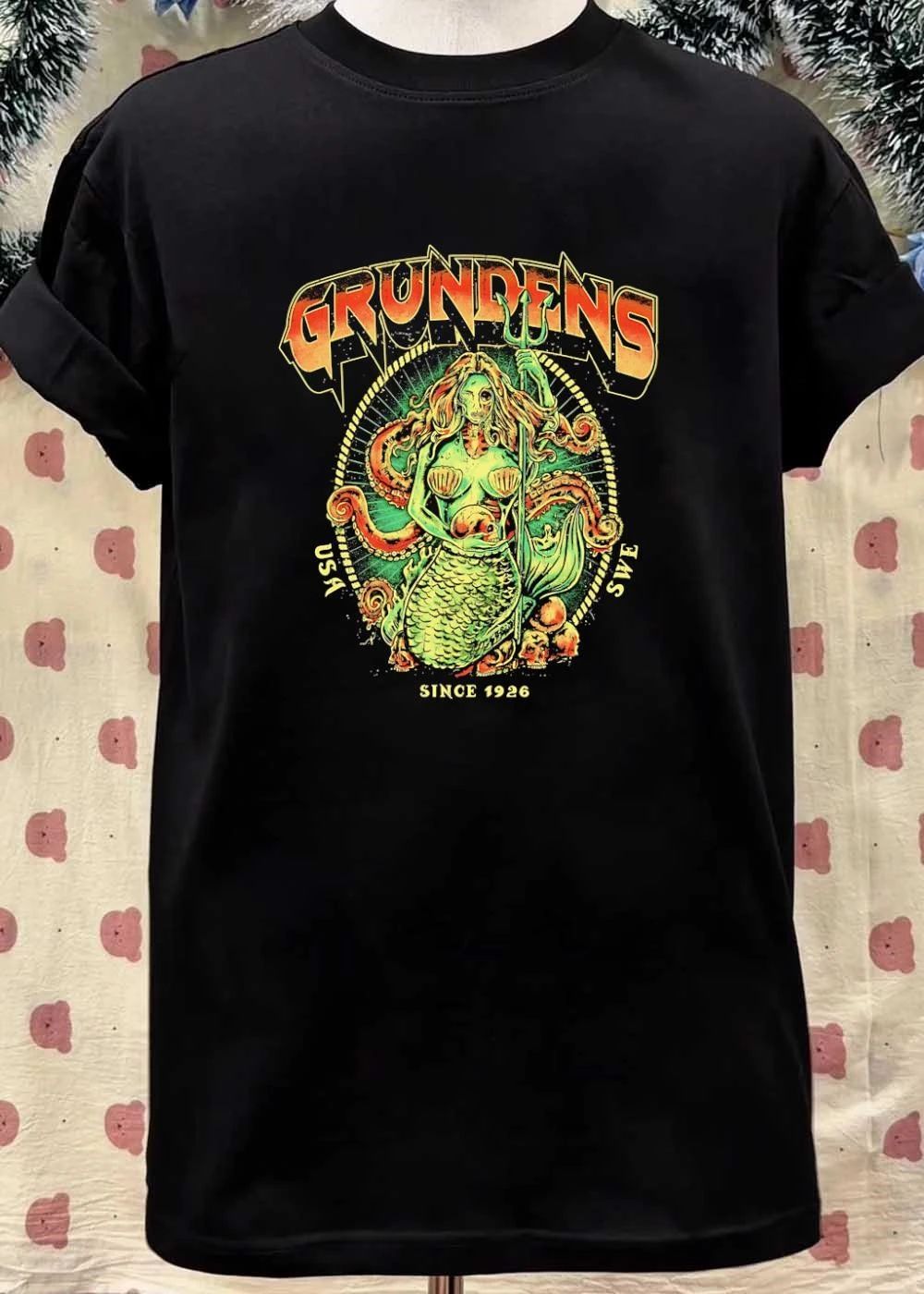 Grundens USA SWE Since 1926 Undead Mermaid Holding Skull shirt