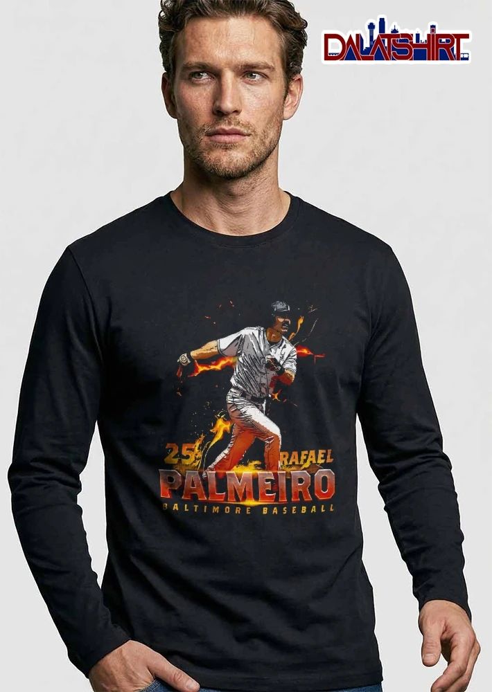 25 Baltimore Baseball Rafael Palmeiro Batter Swinging Flames shirt