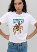 Awesome Calgary Flames Edmonton Oilers NHL Giddyup Cartoon Hockey Players Riding Bucking Horse Lasso shirt