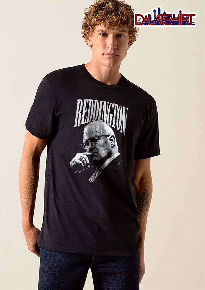Reddington Man Glasses Ring Hand On Face Black White Portrait shirt