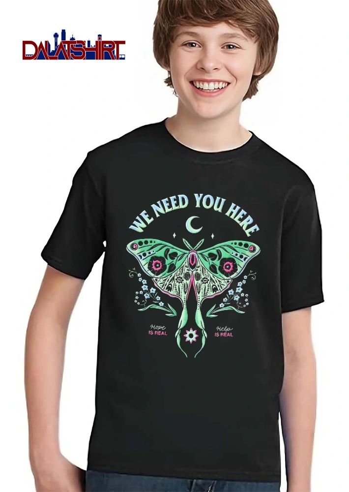 We Need You Here Hope Is Real Help Green Luna Moth Crescent Moon Flowers shirt