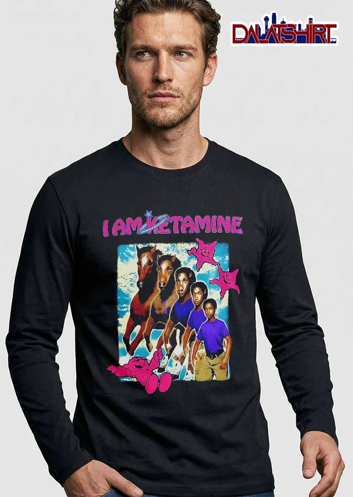 I Am Ketamine Boy Morphing Into Horse Blue Sky Pink Stars shirt