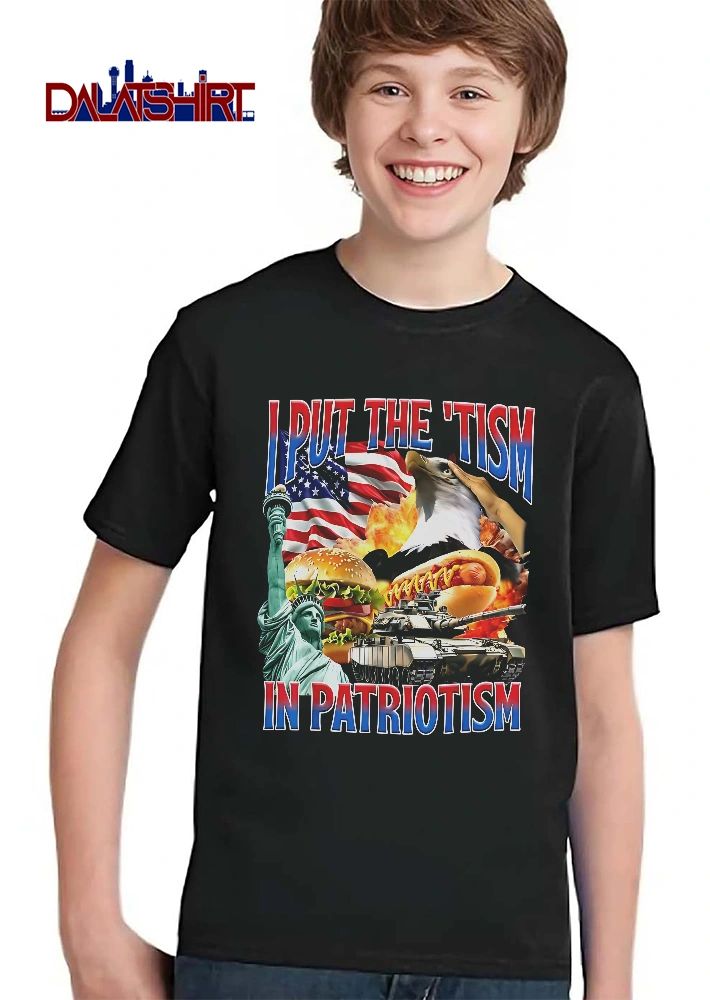 I Put The Tism In Patriotism Statue Liberty Eagle Cheeseburger Tank Explosions shirt