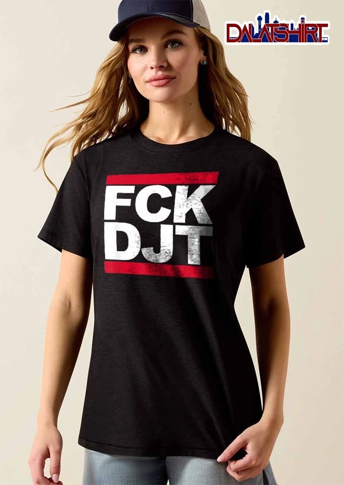 Fck Djt Stacked White Block Typography Horizontal Stripes shirt