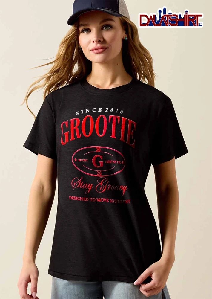 Grootie Stay Groovy Designed To Move Different Sport Aesthetic Since 2026 Red Oval Badge shirt
