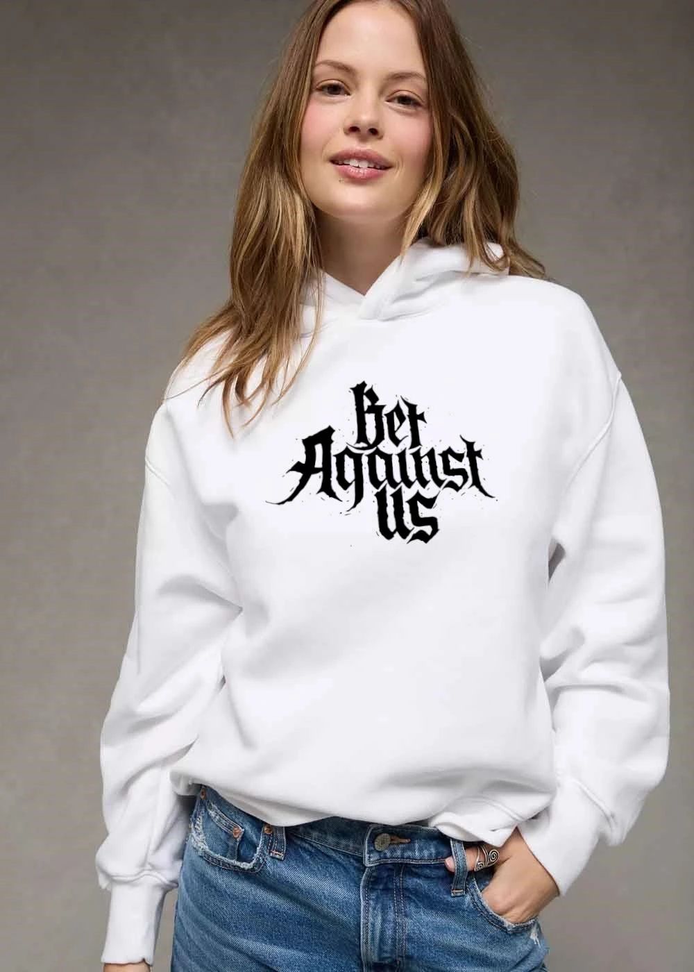 Bet Against US Black Gothic Lettering Spiky Calligraphy Splatter Typography shirt