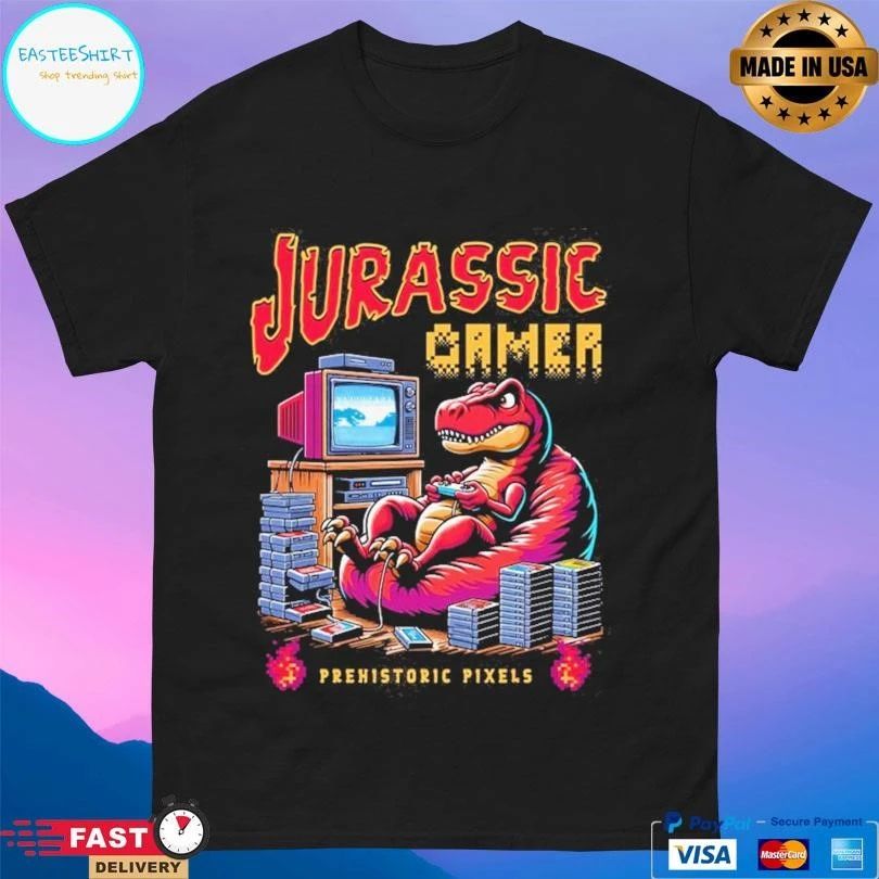 Jurassic Gamer Prehistoric Pixels Dinosaur T-shirts