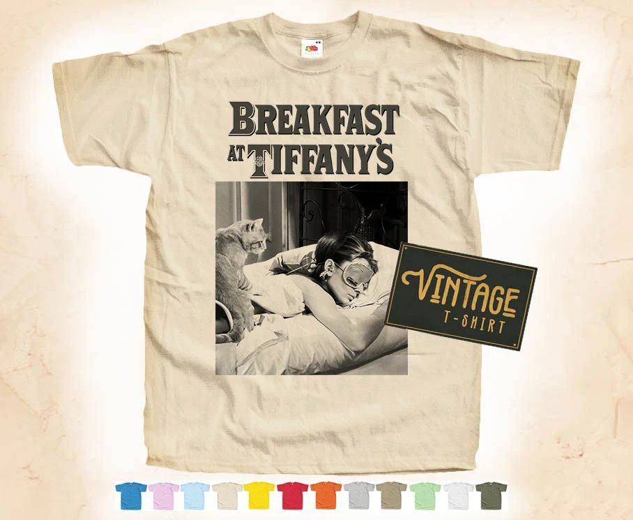 Black Print BREEAKFAST at TIFFANY's v.6 T-SHIRT Tee Vintage Poster Colors S-5XL