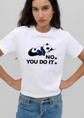 No You Do It Cartoon Sleeping Panda On Swoosh Logo shirt