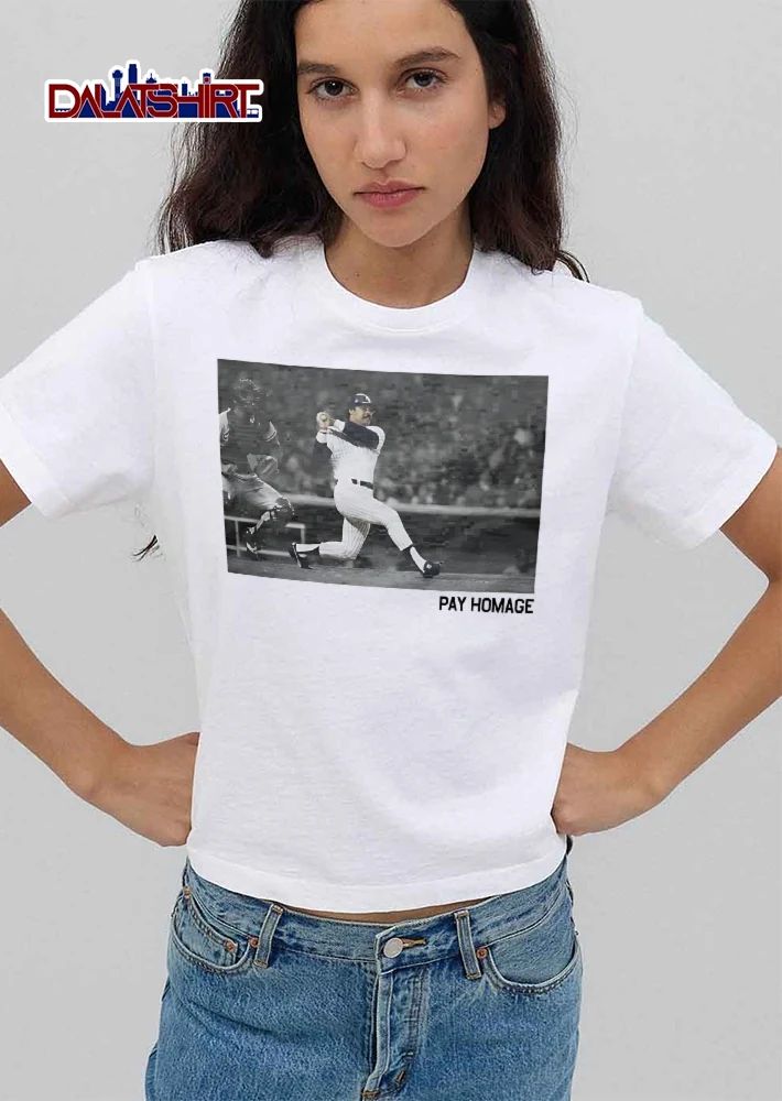 New York Yankees MLB Pay Homage Baseball Batter Swinging Photo Monochrome shirt