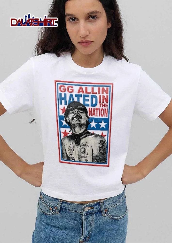 Hated In The Nation Gg Allin Tattooed Singer Halftone Photo Stars shirt