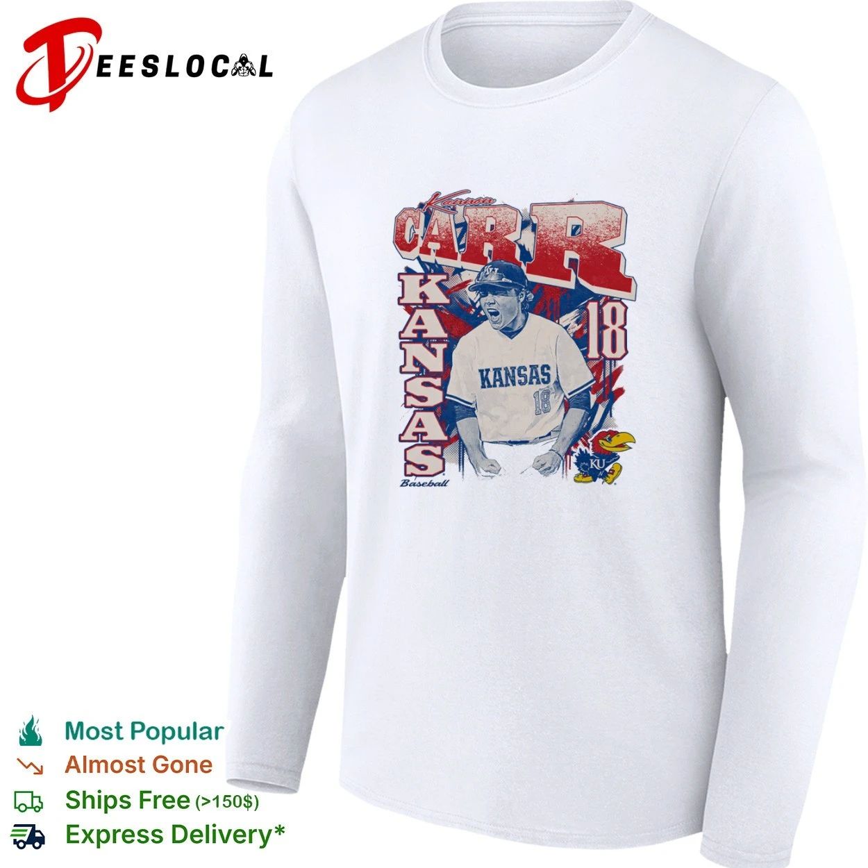Kannon Carr Kansas Jayhawks Baseball 18 T-shirt