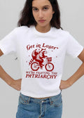 Get In Loser Were Fighting The Patriarchy Opossum Raccoon Bicycle shirt