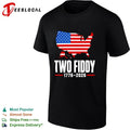Two Fiddy 1776-2026 United States Map American Flag T-shirt