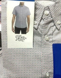 Jachs Mens Button Down Short Sleeve Dress Casual Shirt (White Micro, Medium) NWT