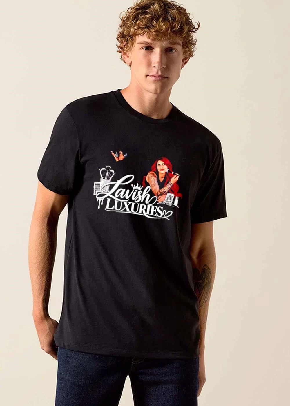 Lavish Luxuries Tattooed Red Hair Woman Makeup Brushes Lash Trays shirt