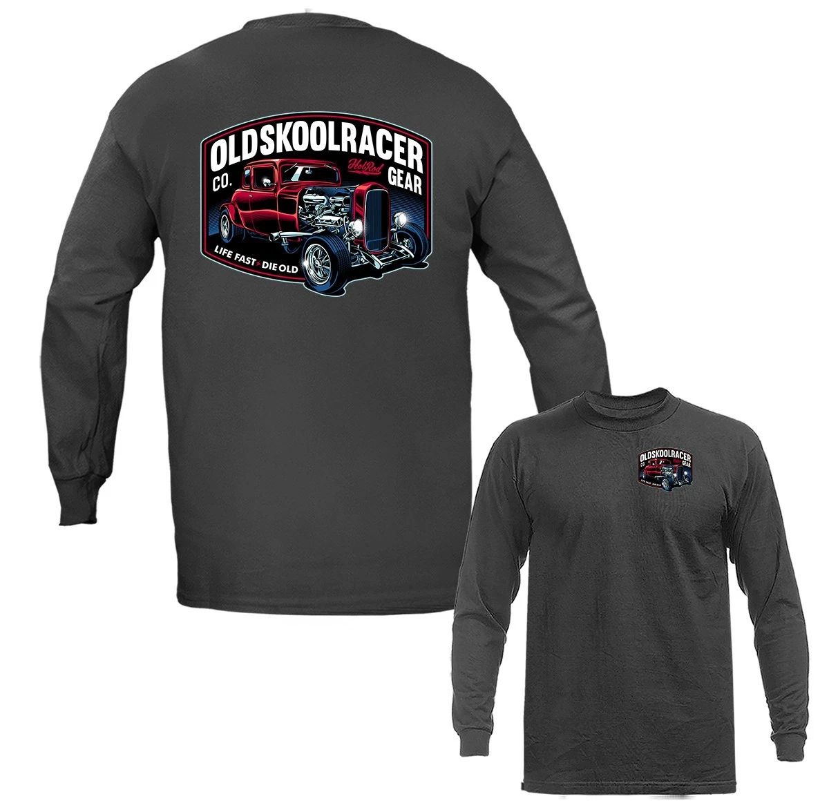 Old Skool Racer Hot Rod Garage Classic Vintage Car Vehicle Long Sleeve T-Shirt