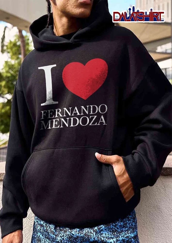 I Love Fernando Mendoza Red Heart Shape Black Background shirt