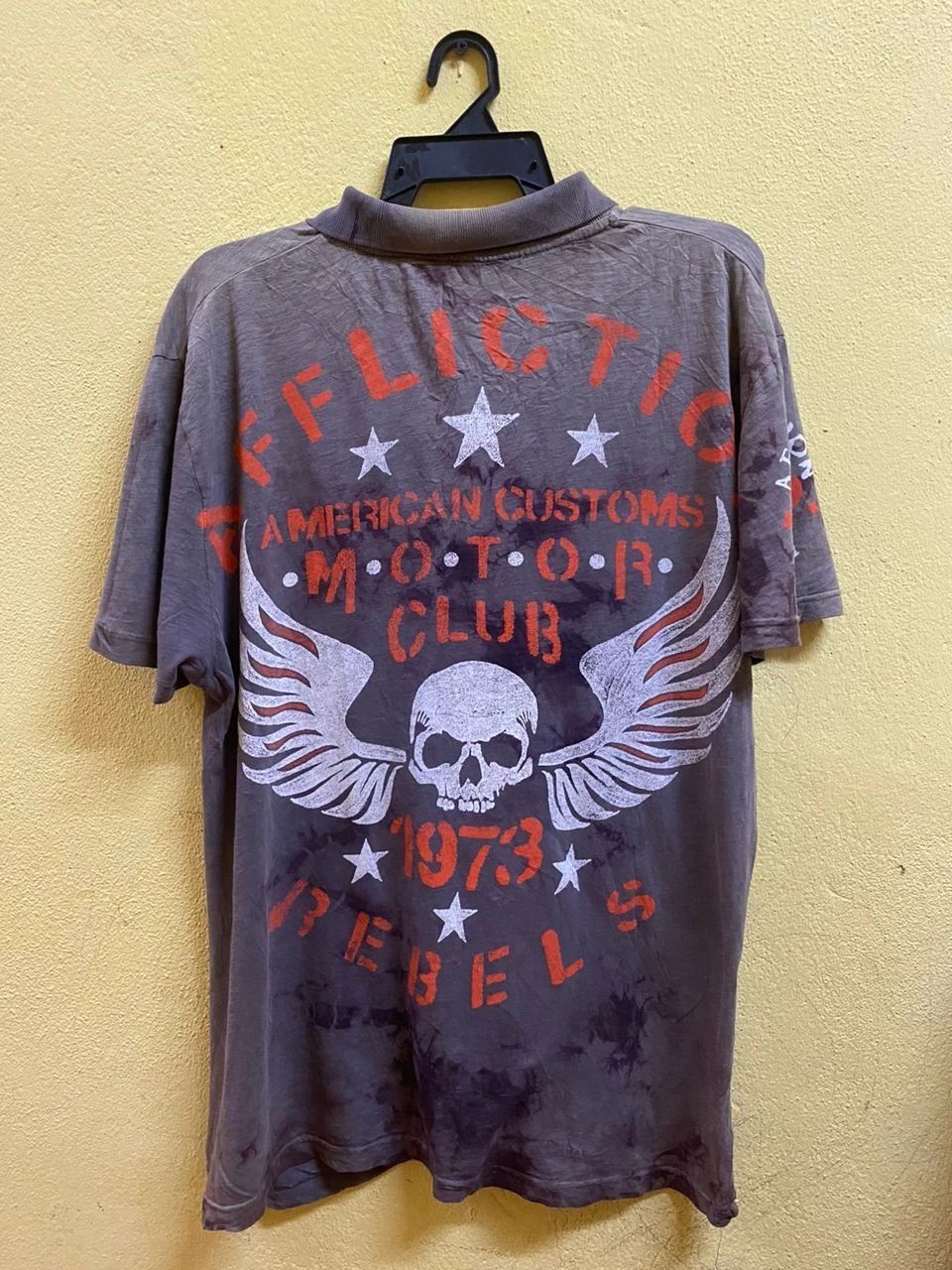 Affliction American Customs Motor Club Rebels 1973 Polo Shirt Large Y2K Grunge