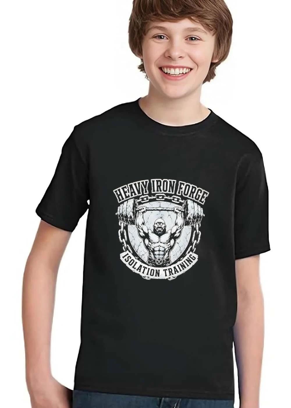 Heavy Iron Forge Isolation Training Muscular Cyclops Overhead Barbell Press Distressed shirt