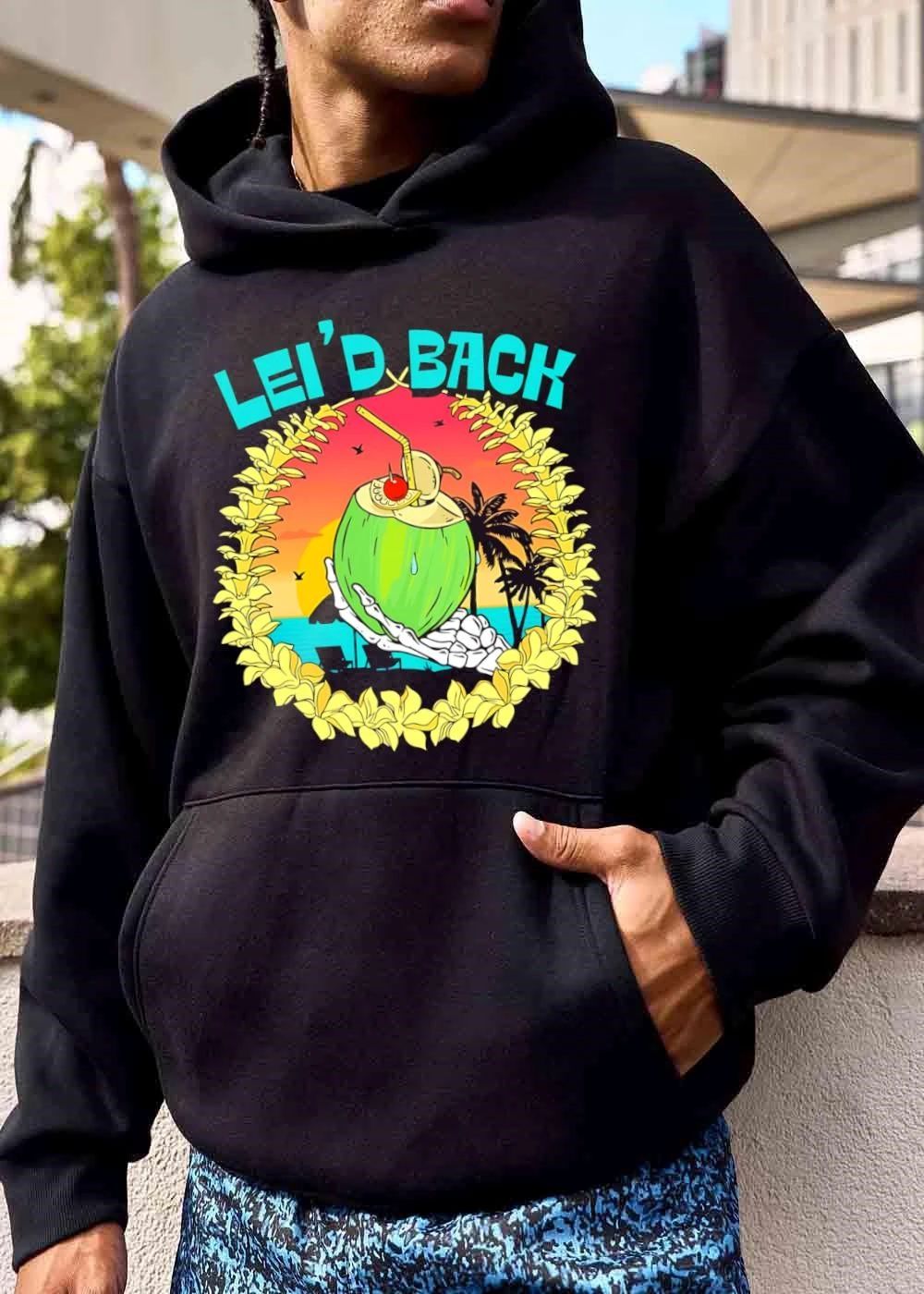 Lei D Back Skeleton Hand Holding Green Coconut Sunset Garland shirt