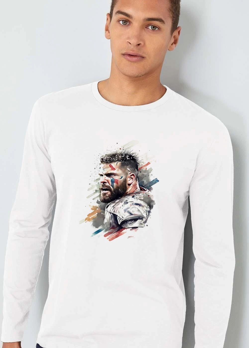 Bearded Football Player Face Paint Watercolor Splash Portrait shirt