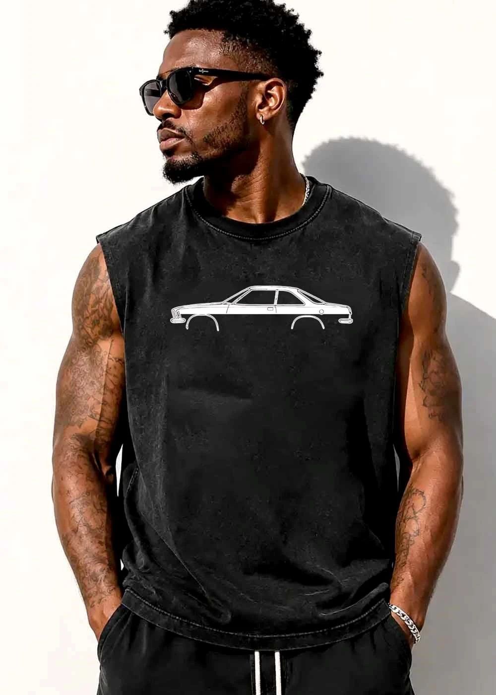 Retro Vintage Classic Coupe Car Side Profile White Line Art shirt