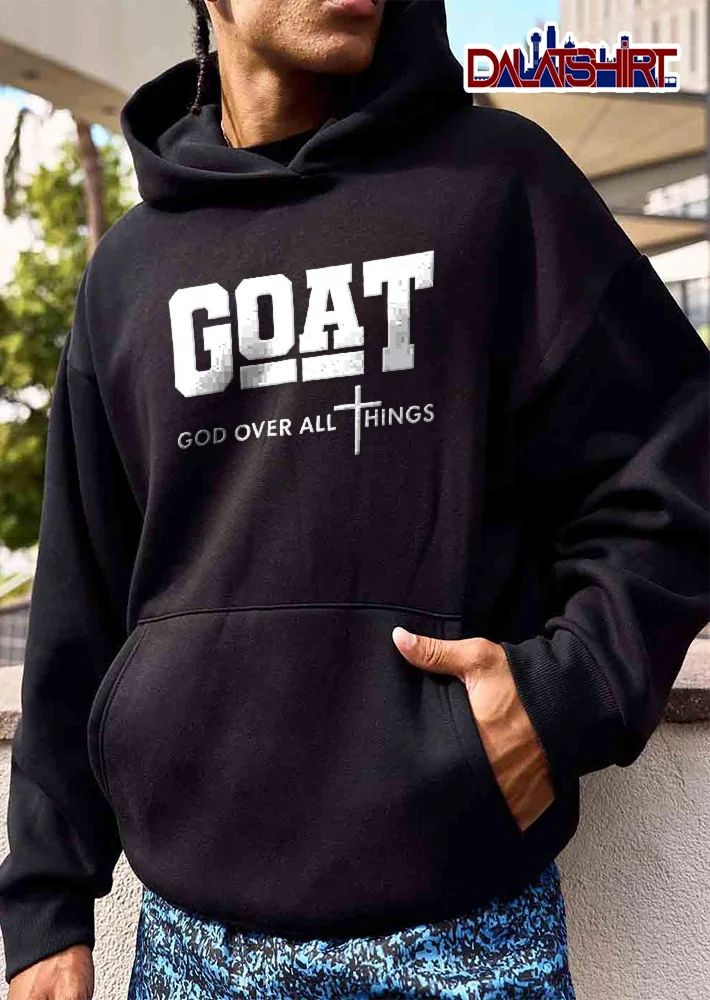 Goat God Over All Things Christian Cross Block Typography shirt