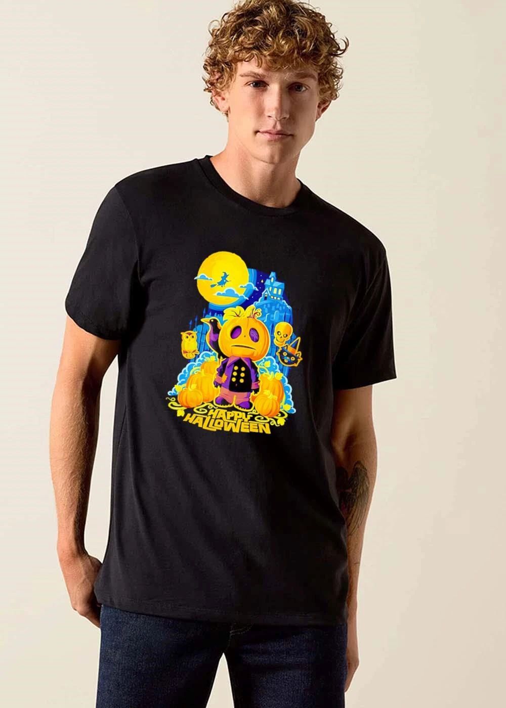 Happy Halloween Cartoon Pumpkin Character Crow Haunted House Moon shirt