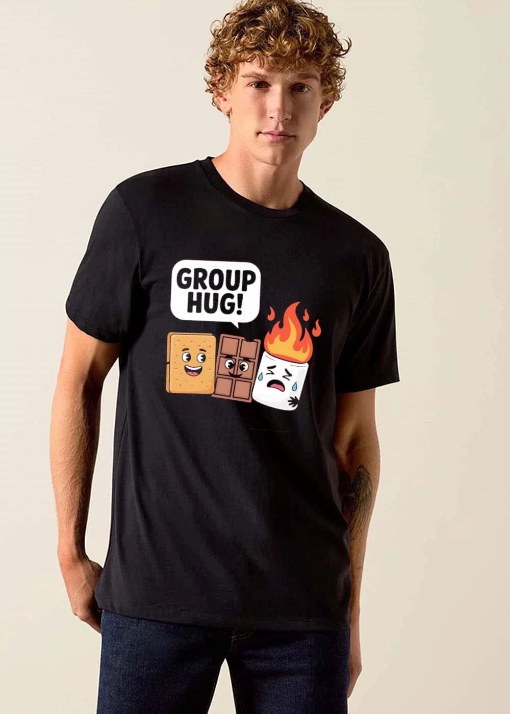Group Hug Cartoon Graham Cracker Chocolate Flaming Marshmallow shirt