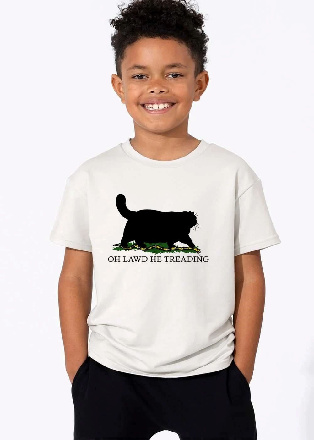 Oh Lawd He Treading Chunky Black Cat Silhouette Stepping Snake shirt