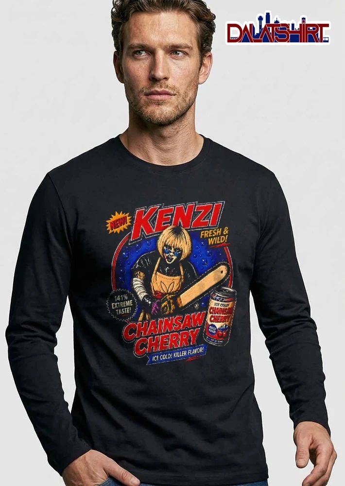 Kenzi Fresh And Wild 141 Percent Extreme Taste Chainsaw Cherry Ice Cold Killer Flavor Blonde Woman Apron shirt