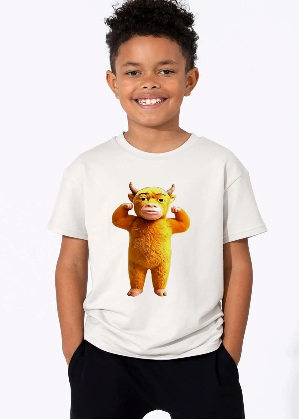3d Cartoon Golden Furred Horned Bull shirt