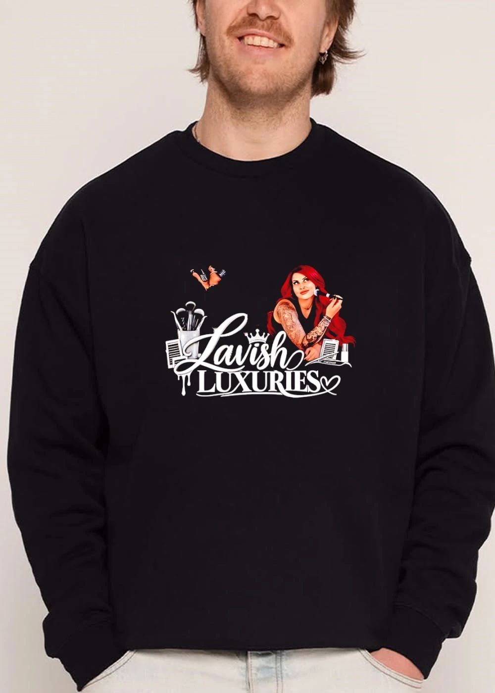 Lavish Luxuries Tattooed Red Hair Woman Makeup Brushes Lash Trays shirt