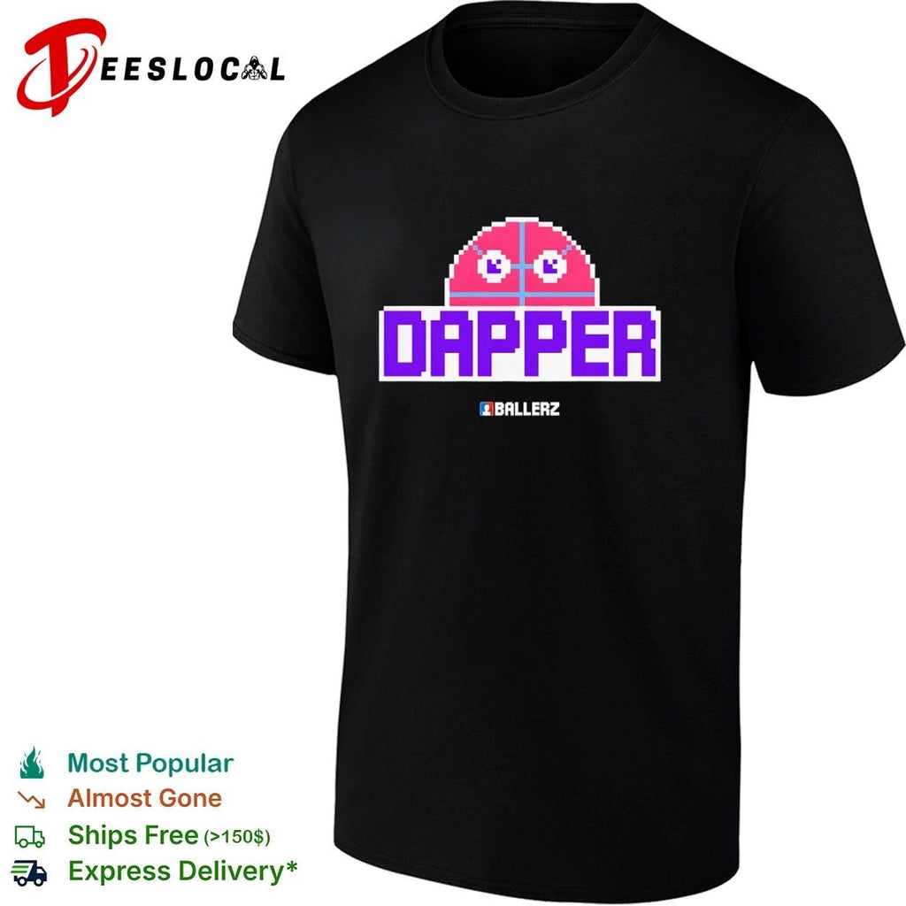 Dapper Ballerz pixel art gaming basketball T-shirt