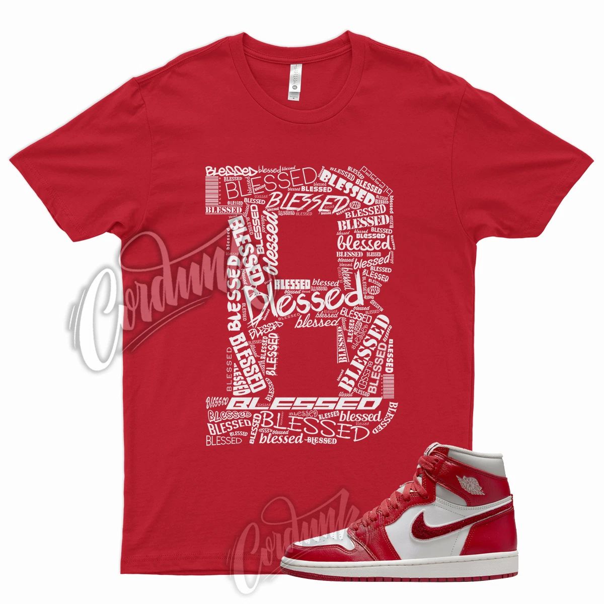 BLS T Shirt for  J1 1 High WMNS Newstalgia Light Iron Ore Varsity Red Sail
