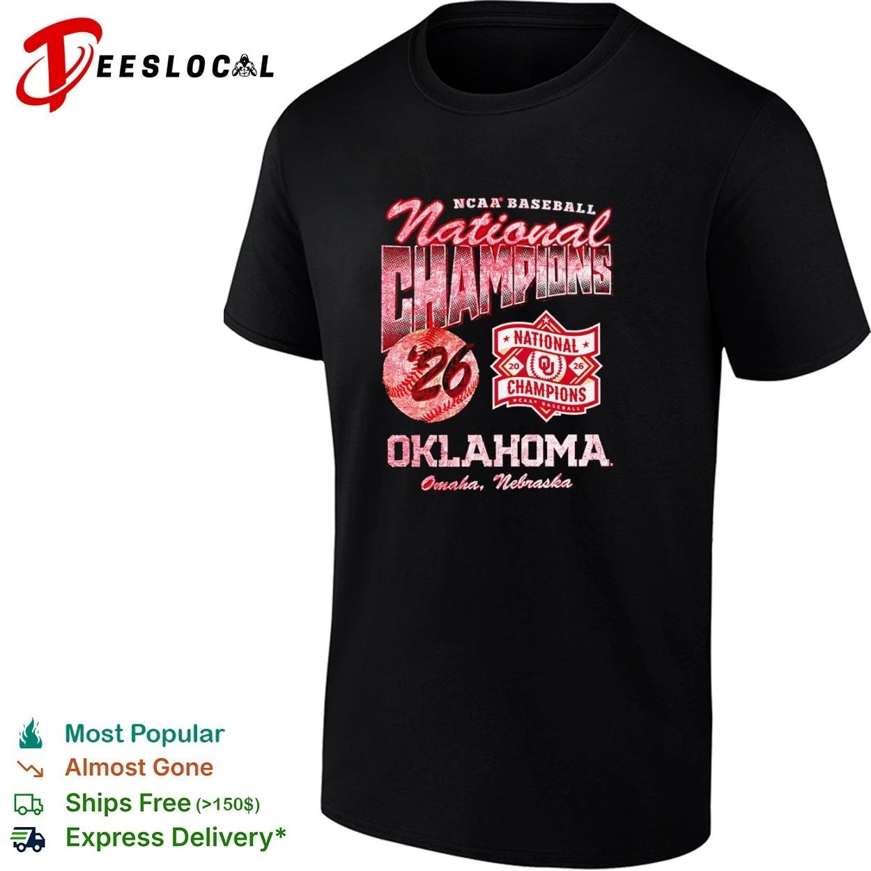 NCAA Baseball National Champions 26 Oklahoma Omaha Nebraska T-shirt