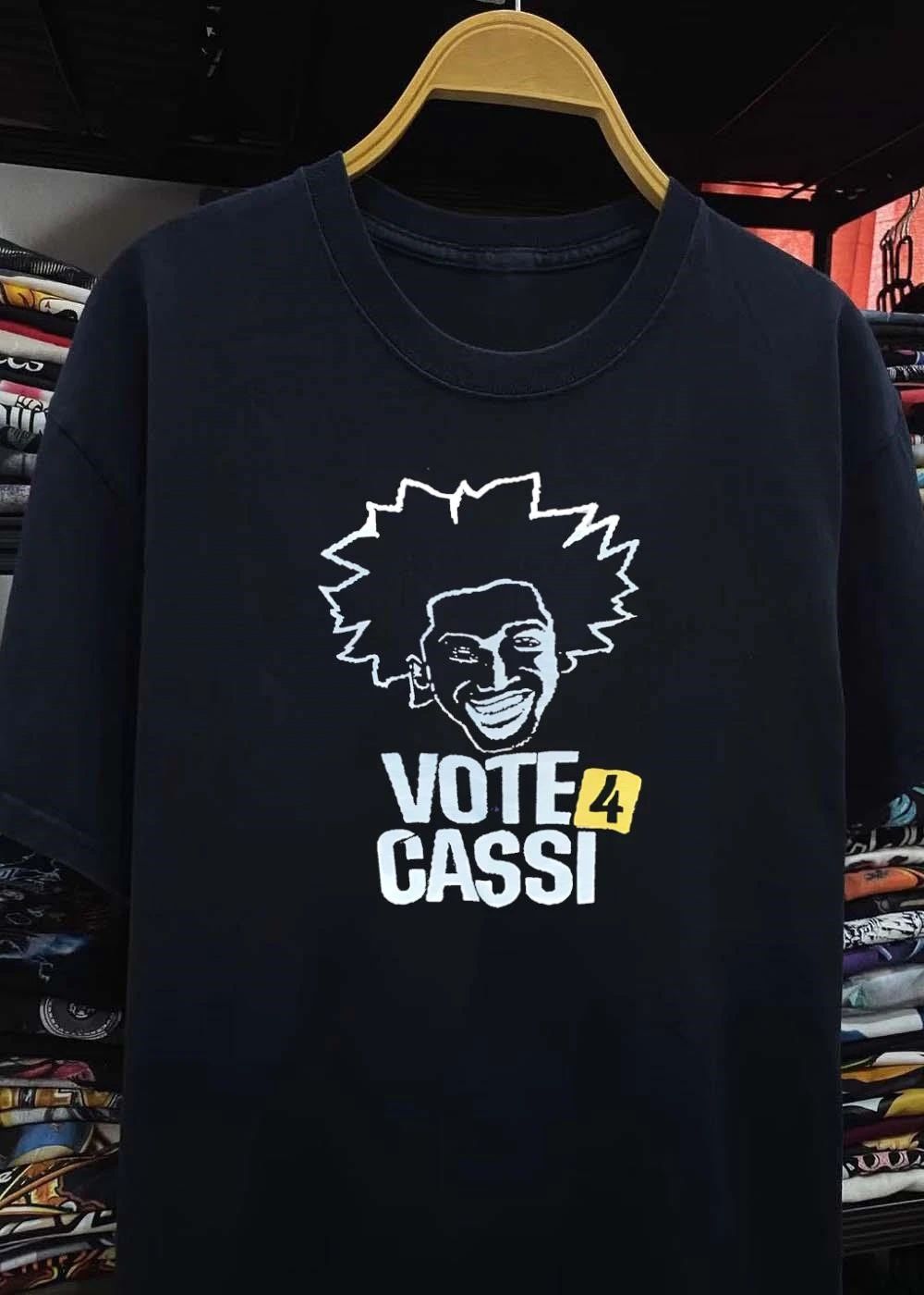 Vote For Cassi Spiky Afro Hair Smiling Person Portrait Line Art shirt