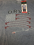 Orvis Heather Blue Graphic Tee Shirt Canon American Flag USA PATRIOTIC MEDIUM