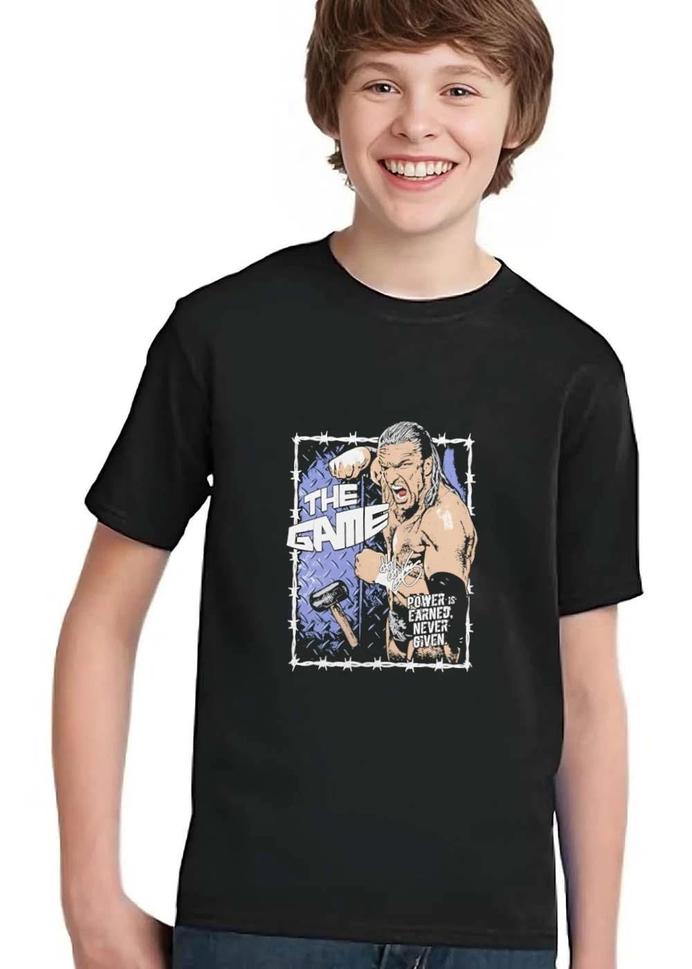 The Game Power Is Earned Never Given Triple H Screaming Wrestler Sledgehammer Barbed Wire Frame shirt