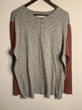 Modern Amusement Men's Long Sleeve Cotton - Poly - Shirt, Gray and Red XL