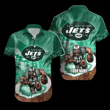 Personalized New York Jets Island Blitz Hawaiian Shirt