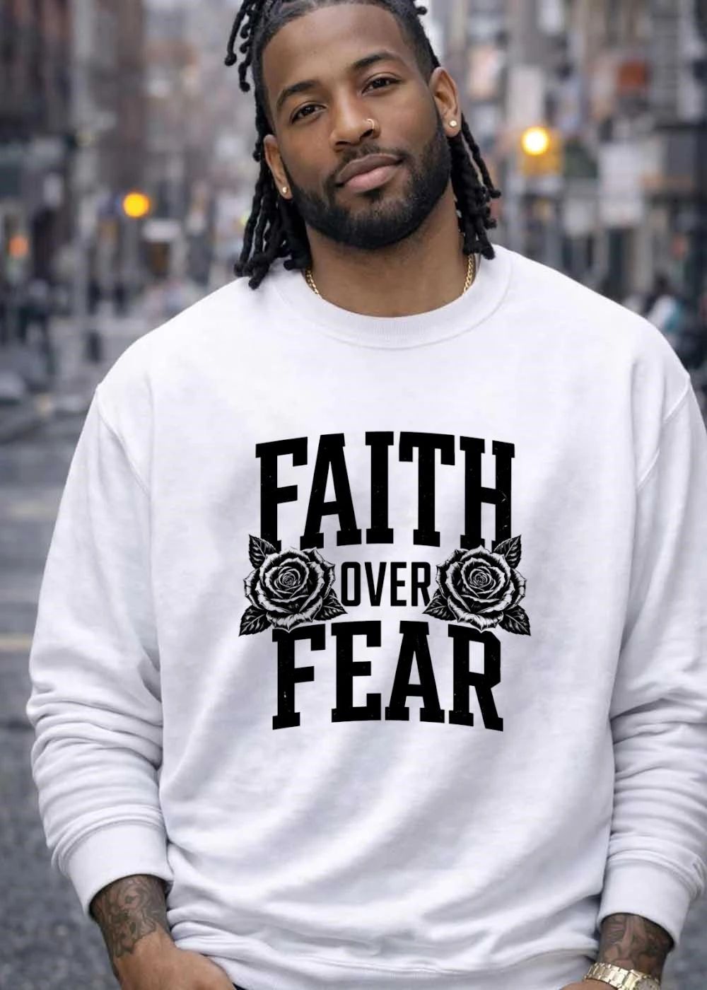 Faith Over Fear Floral Inspirational Graphic T-Shirt