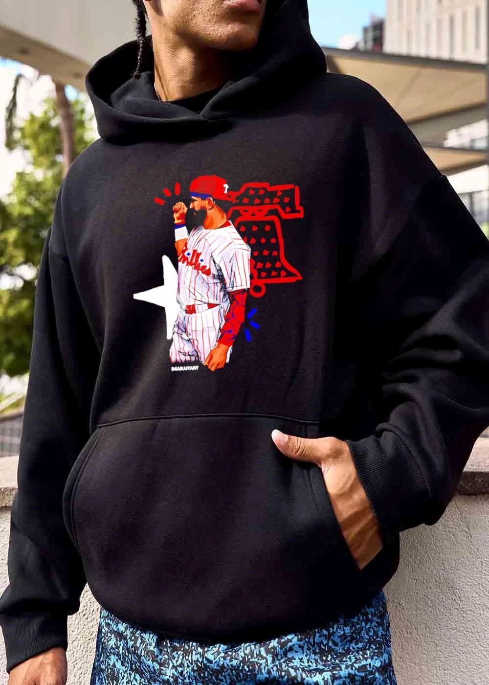 Philadelphia Phillies MLB Diarnyart Bearded Player Fist Raised Liberty Bell shirt