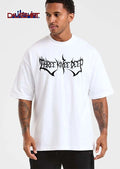 Three Knee Deep Spiky Heavy Metal Band Typography Logo Black White shirt