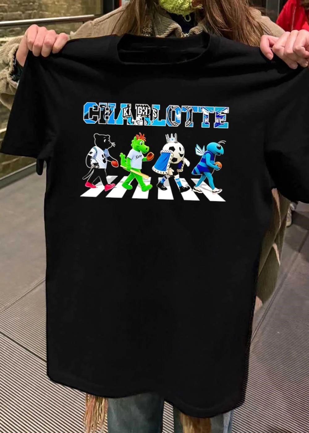 Charlotte Mascots Abbey Road Walk Carolina Panthers Knights FC Hornets shirt