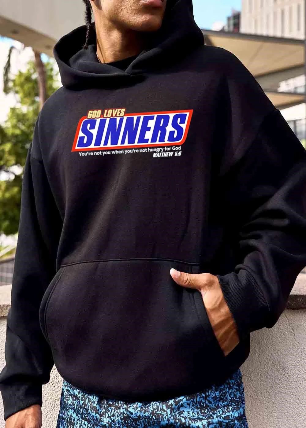 God Loves Sinners Youre Not You When Hungry For Matthew 5 6 Snickers Candy Bar Logo Parody shirt